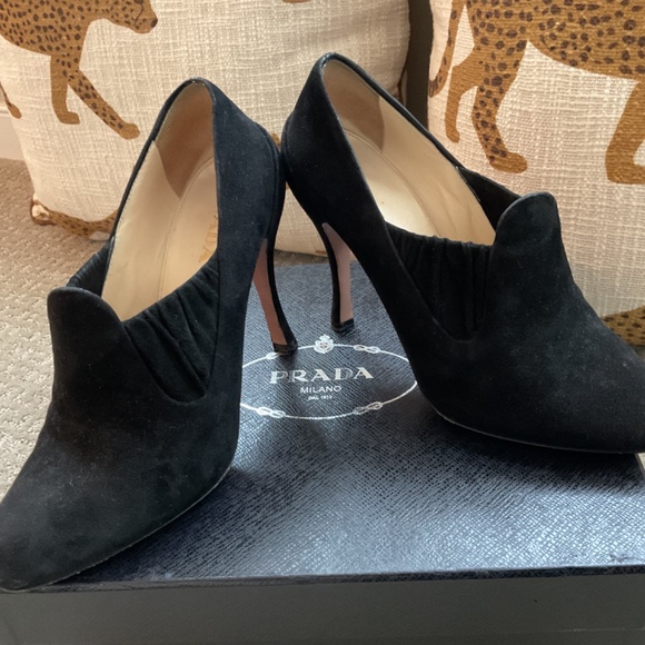 Prada Black Suede Ankle Boot 5” heel - Picture 2 of 5